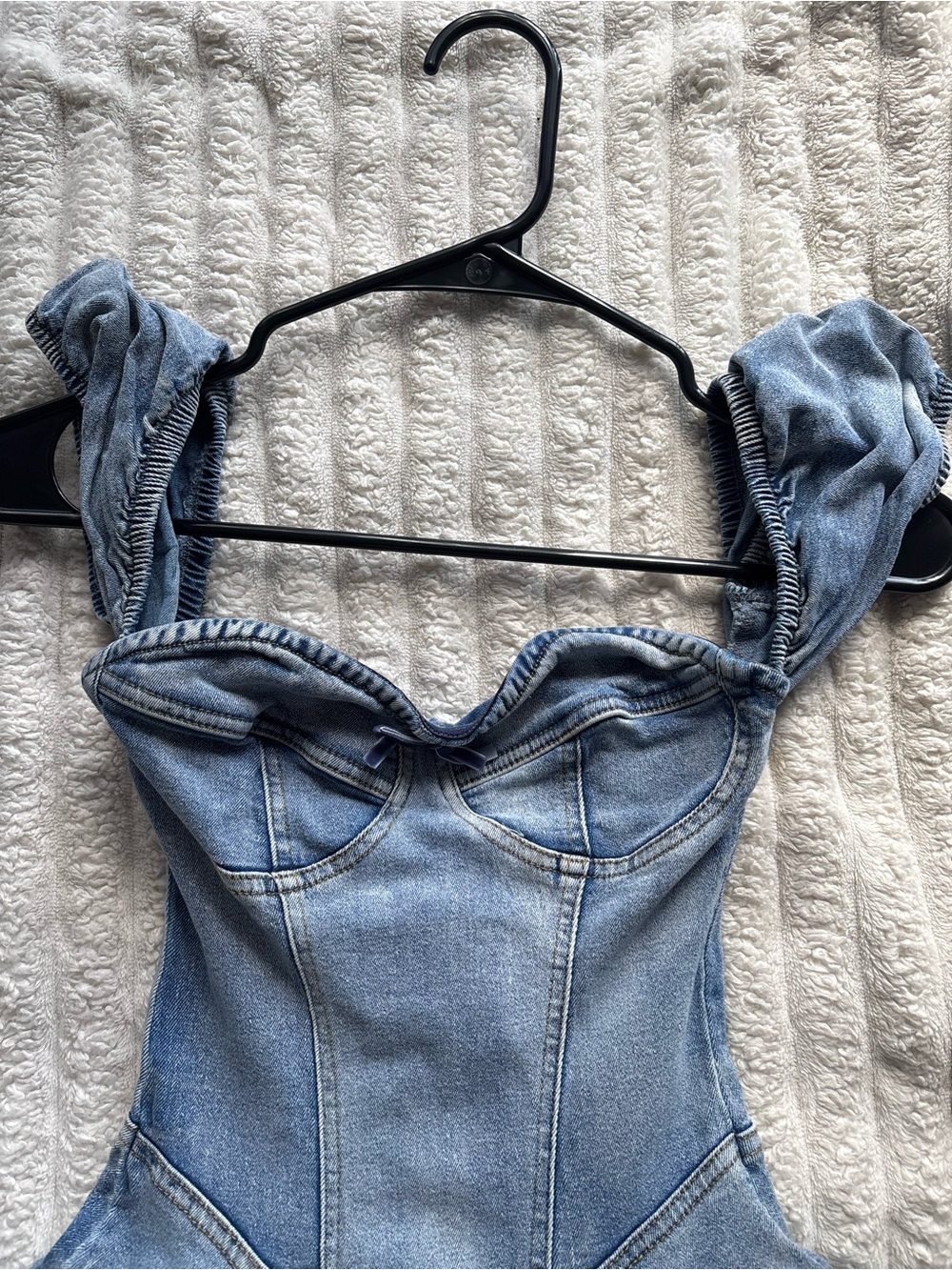 Fashion Nova Light Denim Blue Mini Dress with Ruffled Straps - Picture 2 of 4